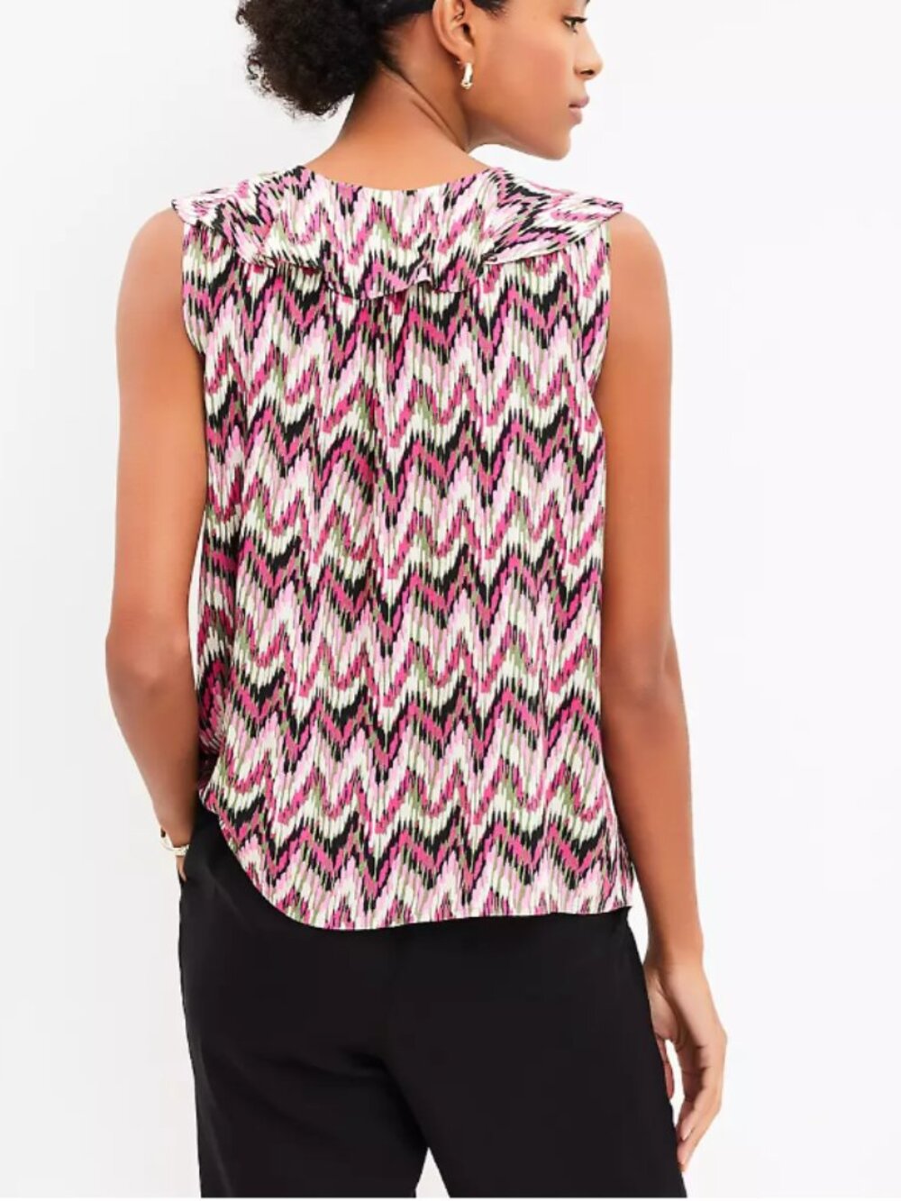 Ikat Palm Ruffle Shell - Picture 3 of 5